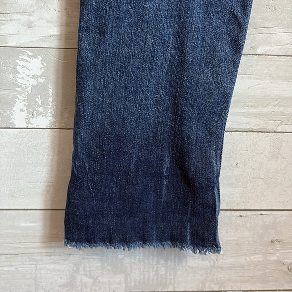 FRAME DENIM Distressed Dark Wash High Rise Straight Jean - Picture 6 of 13